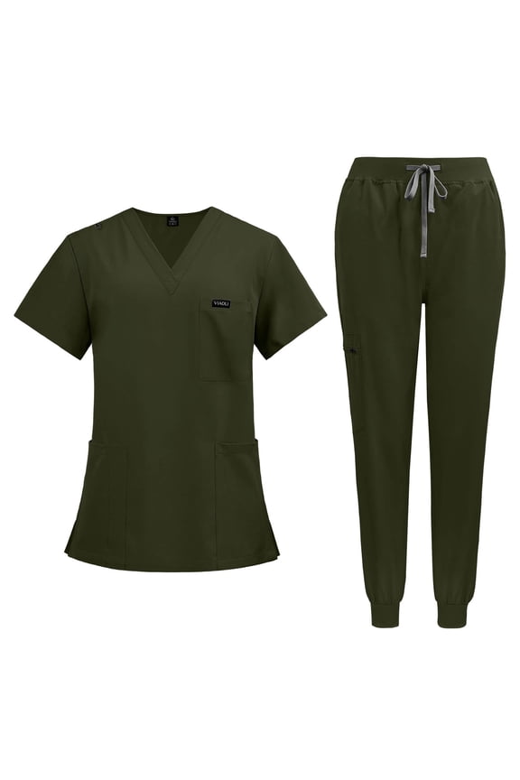 Niaahiaa Scrubs for Women Set Classic V-Neck Top and Yoga Jogger Pant Medical Nursing Uniform Scrubs Set Clearance