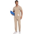 thumbnail image 1 of Niaahinn Scrubs for Men Set – V-Neck Top & Straight Leg Pants Stretch Nursing Uniform Set with Adjustable Waistband and Multiple Pockets, 10 Colors, 1 of 5