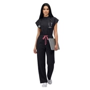 Niaahinn Womens Medical Scrub Jumpsuit - Mandarin Collar, with Drawstring Waist for Nursing Uniforms