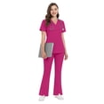 thumbnail image 1 of Niaahinn Women's Medical Scrub Set - V-Neck Top with Pocket & Elastic Waist Flared Split Pants, Nursing Uniforms for Women, 1 of 7