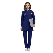 Niaahinn Women's Medical Scrubs Set - Half Zip Top and Straight Leg Pants, Multiple Pockets for Nurses & Doctors