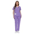 thumbnail image 1 of Niaahinn Women's Scrub Set -  Soft Stretch V-Neck Top & Elastic Waist Jogger Uniform, 8 Colors, 1 of 7