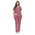 thumbnail image 1 of Niaahinn Women's Scrub Set -  Soft Stretch V-Neck Top & Elastic Waist Jogger Uniform, 8 Colors, 1 of 7