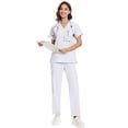 thumbnail image 1 of Niaahinn Women's Scrubs Set - V-Neck Top & Drawstring Jogger Scrub Pant for Nursing Uniforms, 9 colors, 1 of 7
