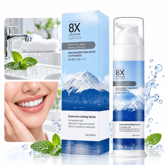 Niacinamide Foaming Toothpaste, Pump Bottle for Daily Oral Care, Refreshing Feel, 3.38 fl oz (100 mL)