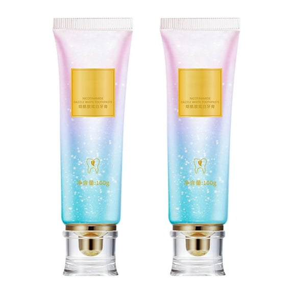 Niacinamide Toothpaste,Whitening Toothpaste,Intensive Triple Whitening Toothpaste for Deep Stain Removal, Fresh Breath, Natural Mint & Peach Flavor, Gentle Formula Improves Gum Health(2pcs)