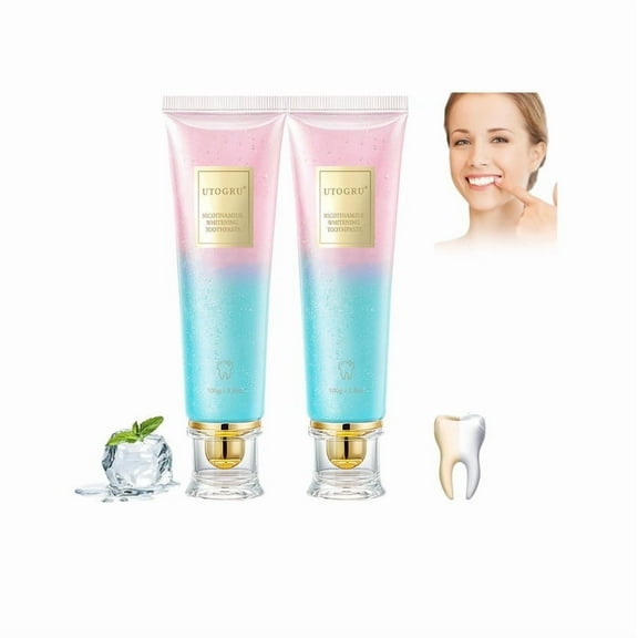Niacinamide Whitening Toothpaste, Niacinamide Intensive Whitening Toothpaste with Natural Gentle Care Deep Stain Removal Clean Peach Flavor, Improves Gum Health, Fresh Breath (2 Pcs)