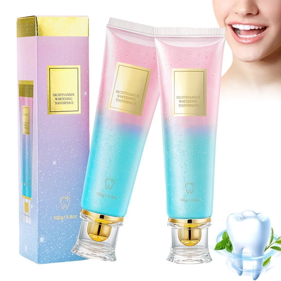 Niacinamide Whitening Toothpaste, Oral Care Fresh Breath Toothpaste, Adult Nicotinamide Toothpastes Remove Surface Stains (3.8 oz, 2Pcs)