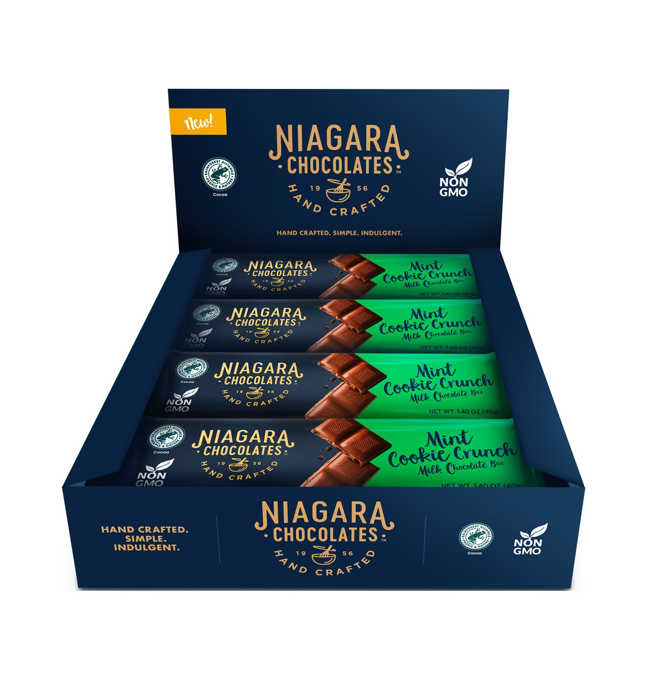 Niagara Chocolates Mint Cookie Crunch 1.4oz Milk Chocolate Bars (16
