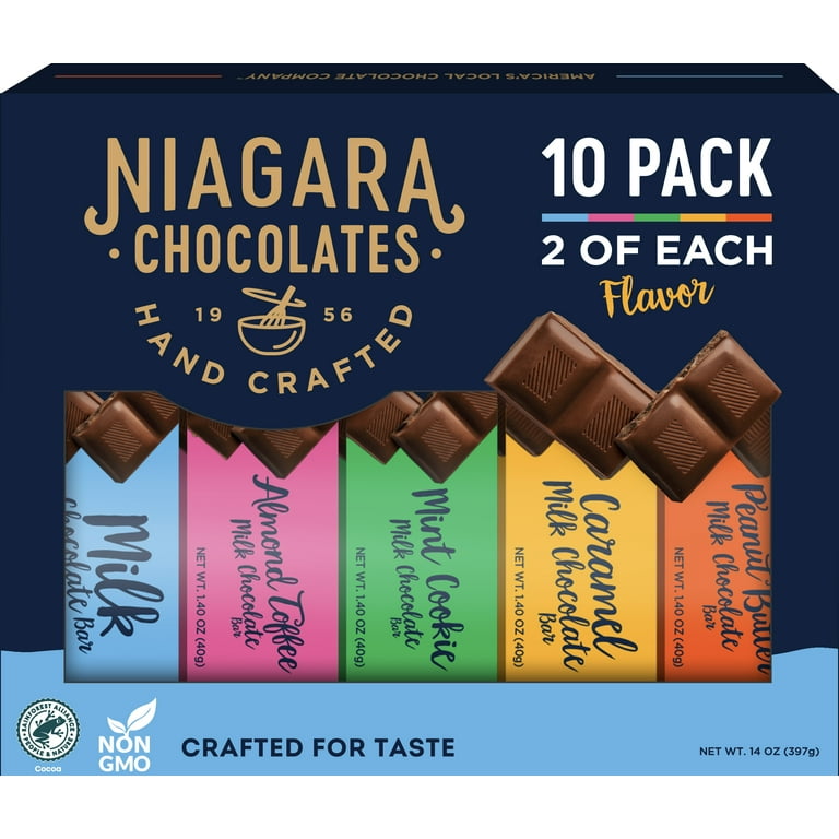 Niagara Chocolates Premium Chocolate Variety Box 1.4 oz Bars 10 Pack