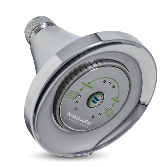 Niagara Conservation Earth Luxe 3-Spray with 1.25 GPM 3.35 in. Wall Mount Adjustable Fixed Shower Head - Chrome