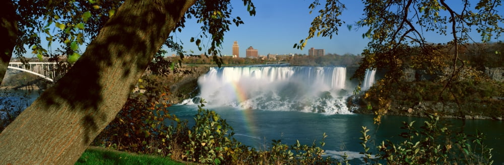 Niagara Falls And Rainbow New York Canvas Art - Panoramic Images (27 x 9)