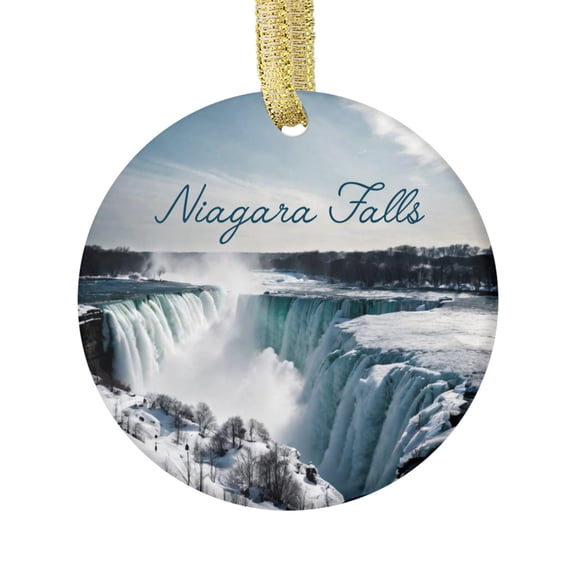 Niagara Falls Canada with Snow Canadian Travel Souvenir Landmark Vacation Keepsake Ceramic Christmas Ornament Xmas Holiday Tree Gift