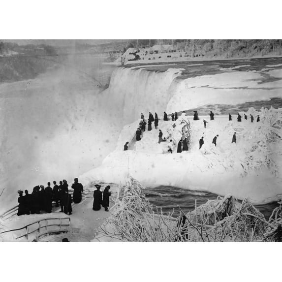 Niagara Falls Freezes Over and is a magnet for citizen explorers and the adventurous who traverse the glacier-like ice bridges Poster Print (24 x 36)