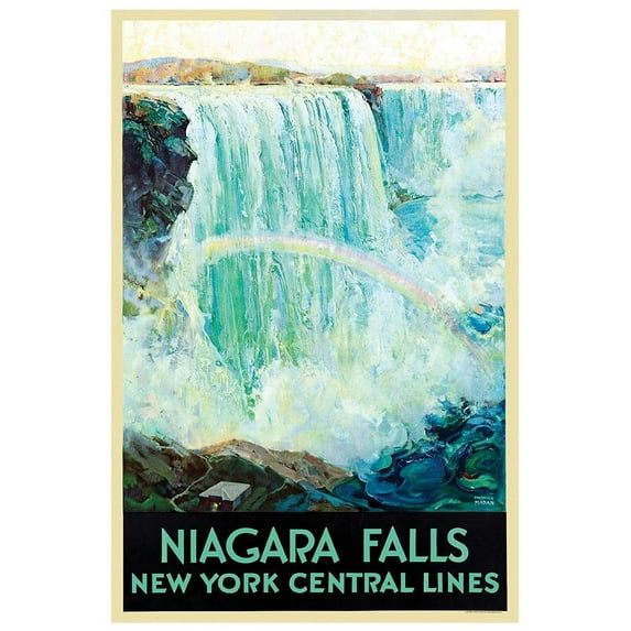 Niagara Falls - New York Central Lines  - Vintage Travel Poster (12x18Inches(Black-Framed))