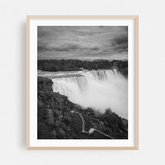 Niagara Falls New York Waterfall Black And White Nature Landscape Fine Art Scenic Rustic Poster Unframed Paper Print