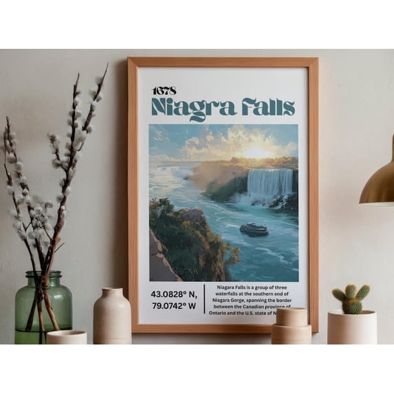 Niagara Falls Travel Poster Retro American Waterfall Wall Art Decor 12x18 UNFRAMED