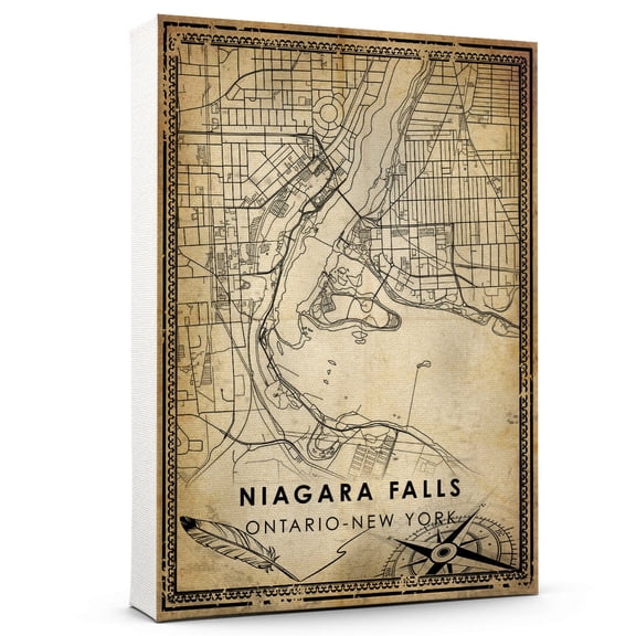Niagara Falls Vintage Map Prints Canvas, New York Map Art Canvas, Canvas, Niagara Falls Map City style vintage Canvas , Canvas Wall Art, Street Map Artwork Canvas