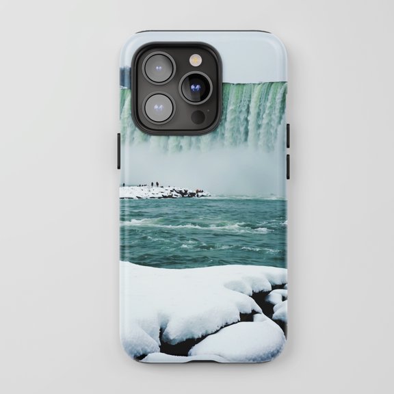 Niagara Falls Winter Scene For All iPhone Series Tough Phone Case Landscape Photography Blue White