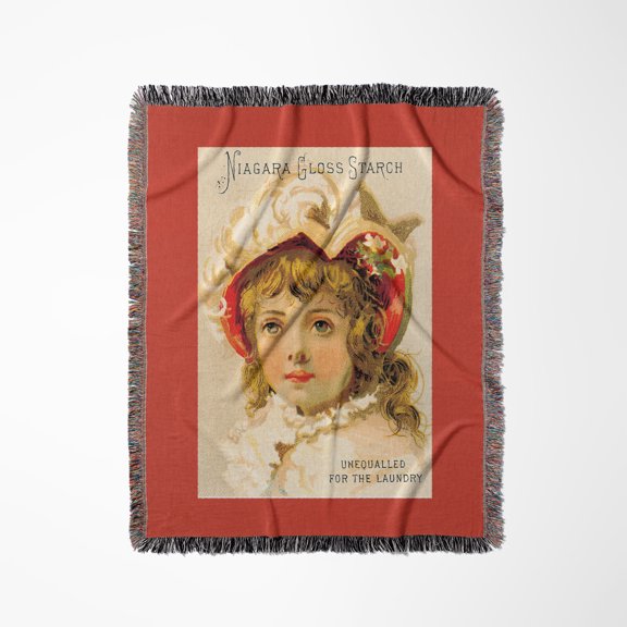 Niagara Gloss Starch Unequalled For The Laundry With Victorian Girl In A Hat, Woven Blanket