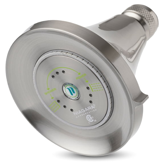 Niagara Conservation Earth Luxe 3-Spray with 1.5 GPM 3.35 in. Wall Mount Adjustable Fixed Shower Head - Brushed Nickel