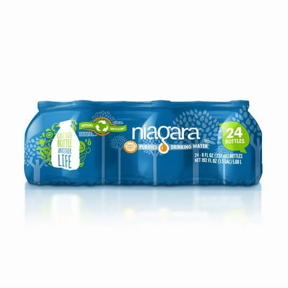 Niagara Purified Drinking Water, 8 fl oz Bottles, 24 Pack