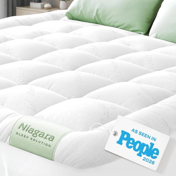 Niagara Sleep Solution Ultra Soft Twin Size Mattress Topper - Rayon Derived from Bamboo Pillow Top Mattress Pad for Back Pain Relief - Naturally Cooling for Hot Sleepers, White