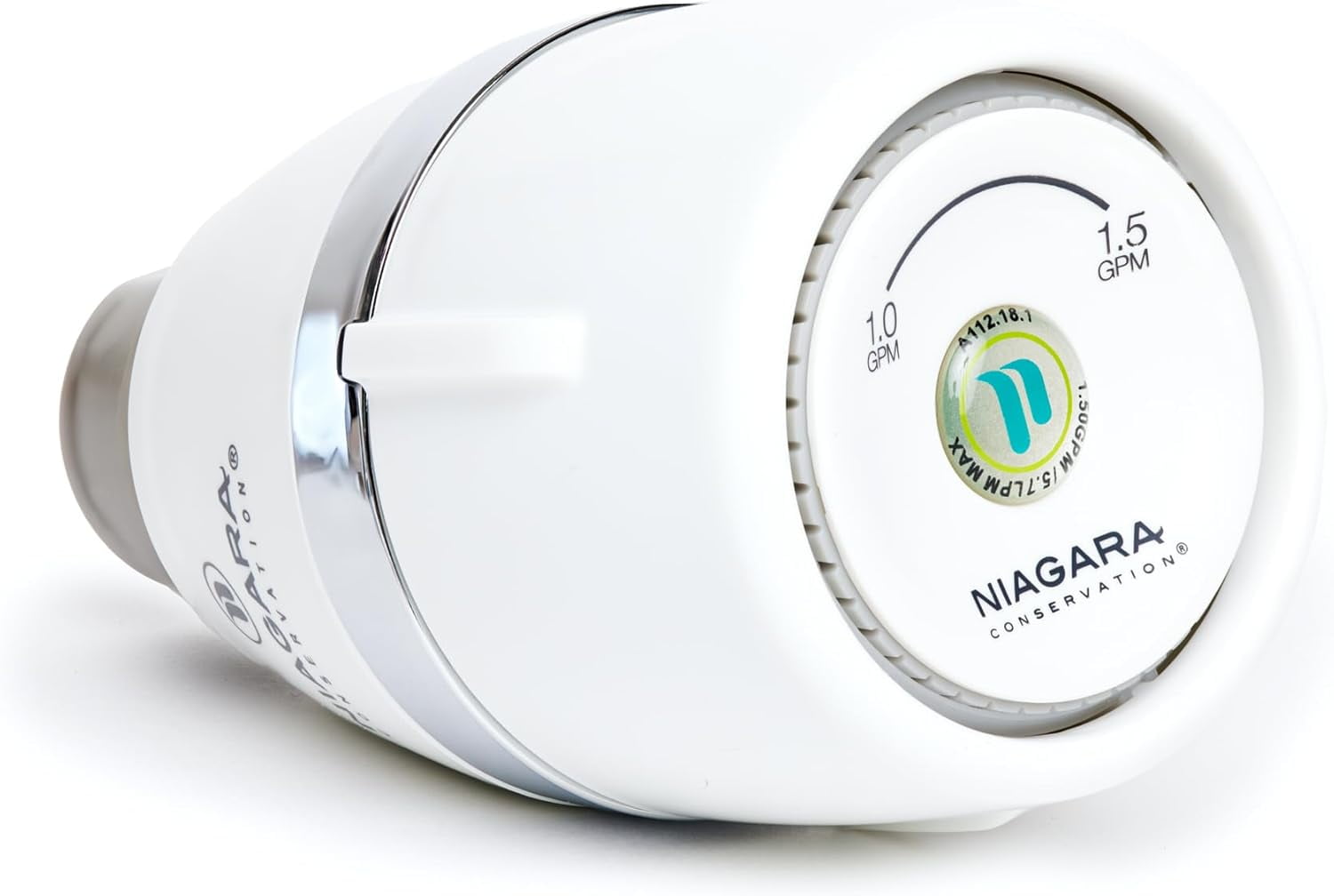 Niagara Water Saving Shower Heads - Adjustable 1.0 GPM & 1.5 GPM High Pressure, Low Flow Shower Head, White Finish - Efficient Water Saver Shower Head for Eco-Friendly Bathing