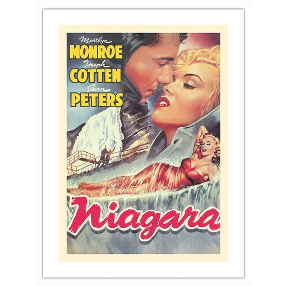 Niagra - Starring Marilyn Monroe & Joseph Cotton - Vintage Film Noir Movie Poster c.1953 - Fine Art Matte Paper Print (Unframed) 18x24in