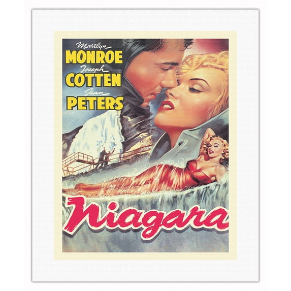 Niagra - Starring Marilyn Monroe & Joseph Cotton - Vintage Film Noir Movie Poster c.1953 - Fine Art Rolled Canvas Print 16in x 20in
