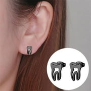 Niahfd Earrings for Women on Sale ！Joyas Stainless Steel Teeth Shape Earrings Stud Minimalist Jewelry Gold Plated Tooth Earrings Bijoux Acier inoxydable Joyeria Jewelry A