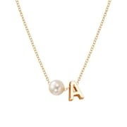 Niahfd Gold Necklace for Women 26 initial Pearl Necklace for Women Silver Necklaces for Women A Z 26 Alphabet initial Necklaces for Teen Girls Jewelry Jewelry A