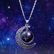 Niahfd Gold Necklace for Women The Twelve Signs of The Zodiac Half Moon Pendant Necklace Jewelry Birthday Gifts for Women Birthday Ggifts for Women Jewelry A
