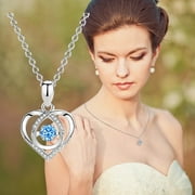 Niahfd Gold Necklace for Women Diamond Necklace Woman Beating Dazzling Heart Shaped Diamond Pendant Small Diamond Pendant Woman Jewelry Blue