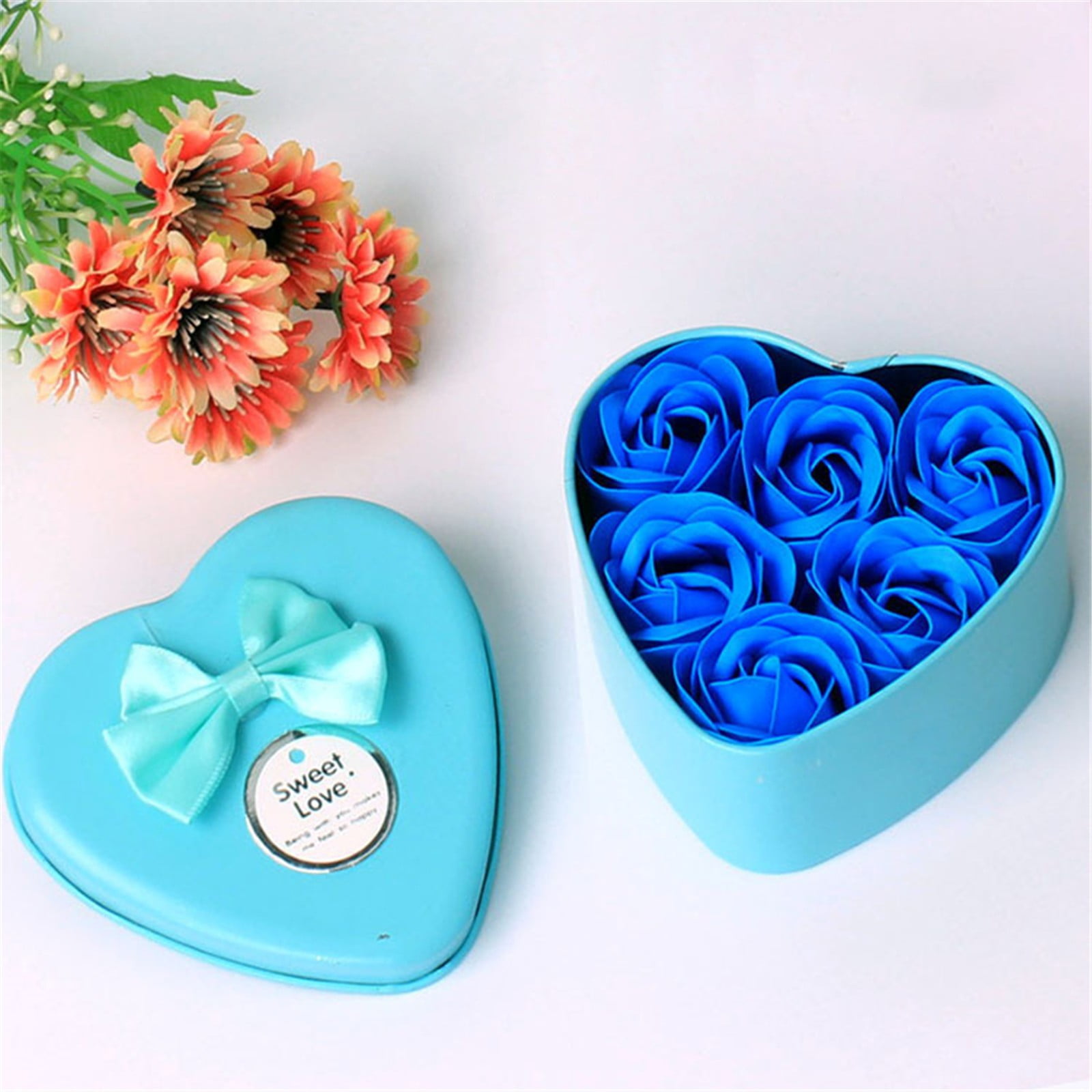 Niahfd Decorative Case on Sale 6 Rose Soap Flower Heart Shaped Box