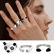 Niahfd Jewelry Combination Ring Fashion Creative Panda Ring Can Be Split into European and American Trinkets Ring Silver