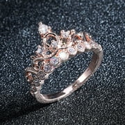 Niahfd Jewelry Friend Gifts for Women,Crown Princess Crown Ring Fashion Jewelry Ring Rose Gold