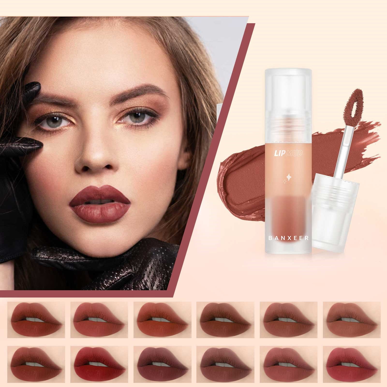 Niahfd Lip Mud Matte Lipstick Lip Mud Waterproof Long Lasting Proof