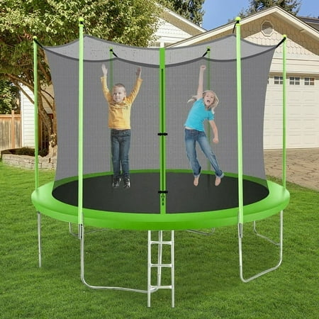 NiamVelo 12 ft Trampoline with Enclosure Net Outdoor Jump Rectangle Trampoline Combo Bounce Exercise Trampoline PVC Spring Cover Padding for Kids and Adults,Green