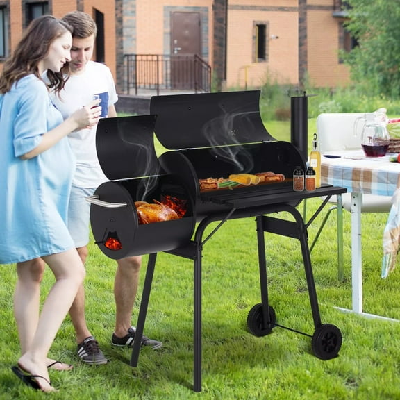 NiamVelo 13" Charcoal Outdoor Camping Stainless Steel BBQ Grill, Portable
