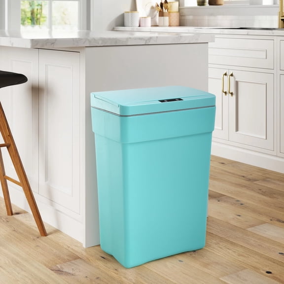 NiamVelo 13 Gal Automatic Trash Can Garbage Can with Lid Touch Free Trash Can Sensor Kitchen Waste Bin for Home & Office, Blue