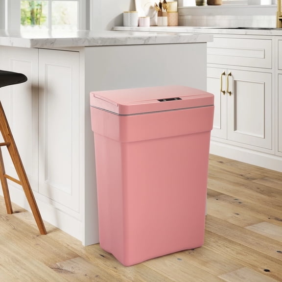 NiamVelo 13 Gal Automatic Trash Can Garbage Can with Lid Touch Free Trash Can Sensor Kitchen Waste Bin for Home & Office, Pink