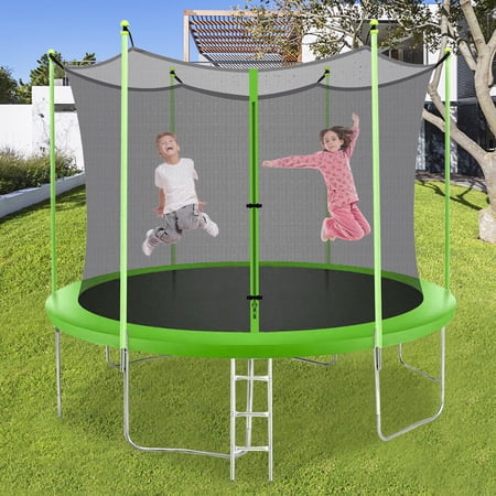 NiamVelo 14 ft Trampoline with Enclosure Net Outdoor Jump Rectangle Trampoline Combo Bounce Exercise Trampoline PVC Spring Cover Padding for Kids and Adults, Green