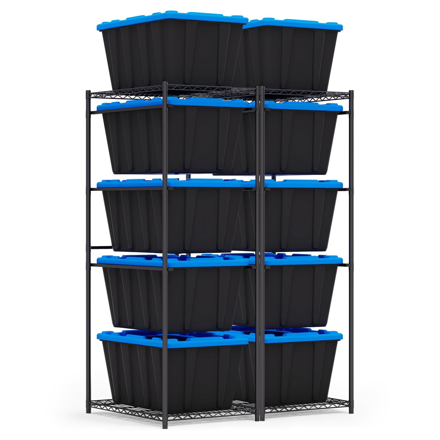 NiamVelo 2 Pack Tote Storage Racks for 27 Gallon Bins， 5-Tier Bin ...