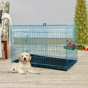 NiamVelo 24 Inch Dog Cage for Small Dogs, Folding Dog Crate Metal Wire Crates Dog Kennels Small Puppy Crate Outdoor and Indoor Pet Crate with Double Door, Blue