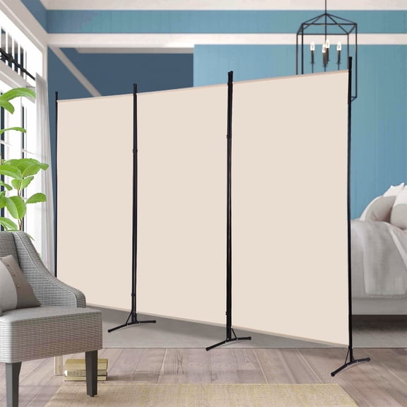 NiamVelo 3 Panel Room Divider Folding Partition Privacy Screens 5.9FT Portable Room Partition with Metal Frame Walls Dividers for Home Office Hospital 102" W x 70" H, Beige