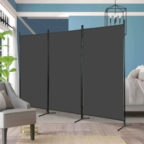 NiamVelo 3 Panel Room Divider Folding Partition Privacy Screens 5.9FT Portable Room Partition with Metal Frame Walls Dividers for Home Office Hospital 102" W x 70" H, Grey