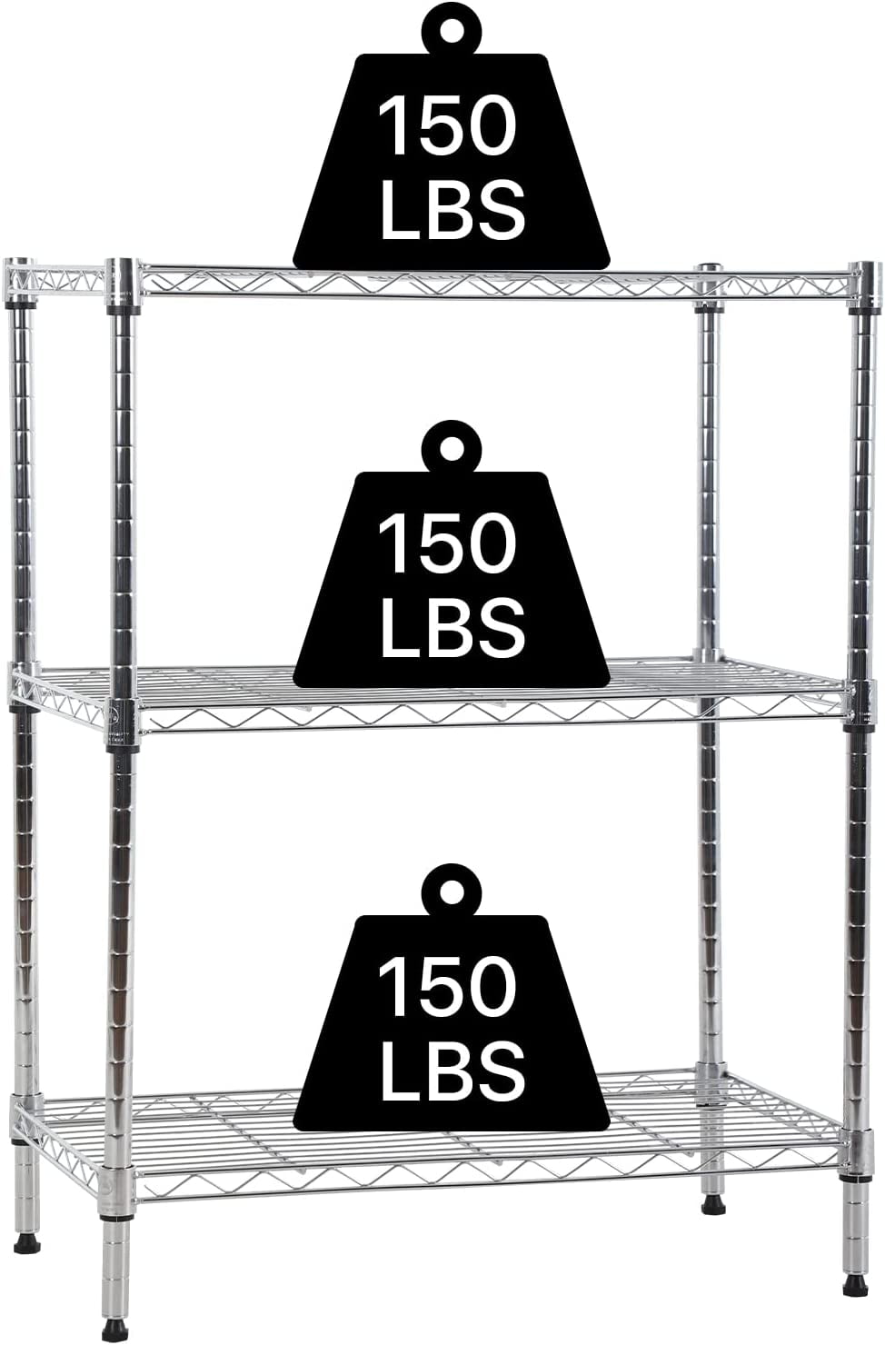 NiamVelo 3 Tier Metal Wire Shelving Storage Rack Steel, 450lbs ...