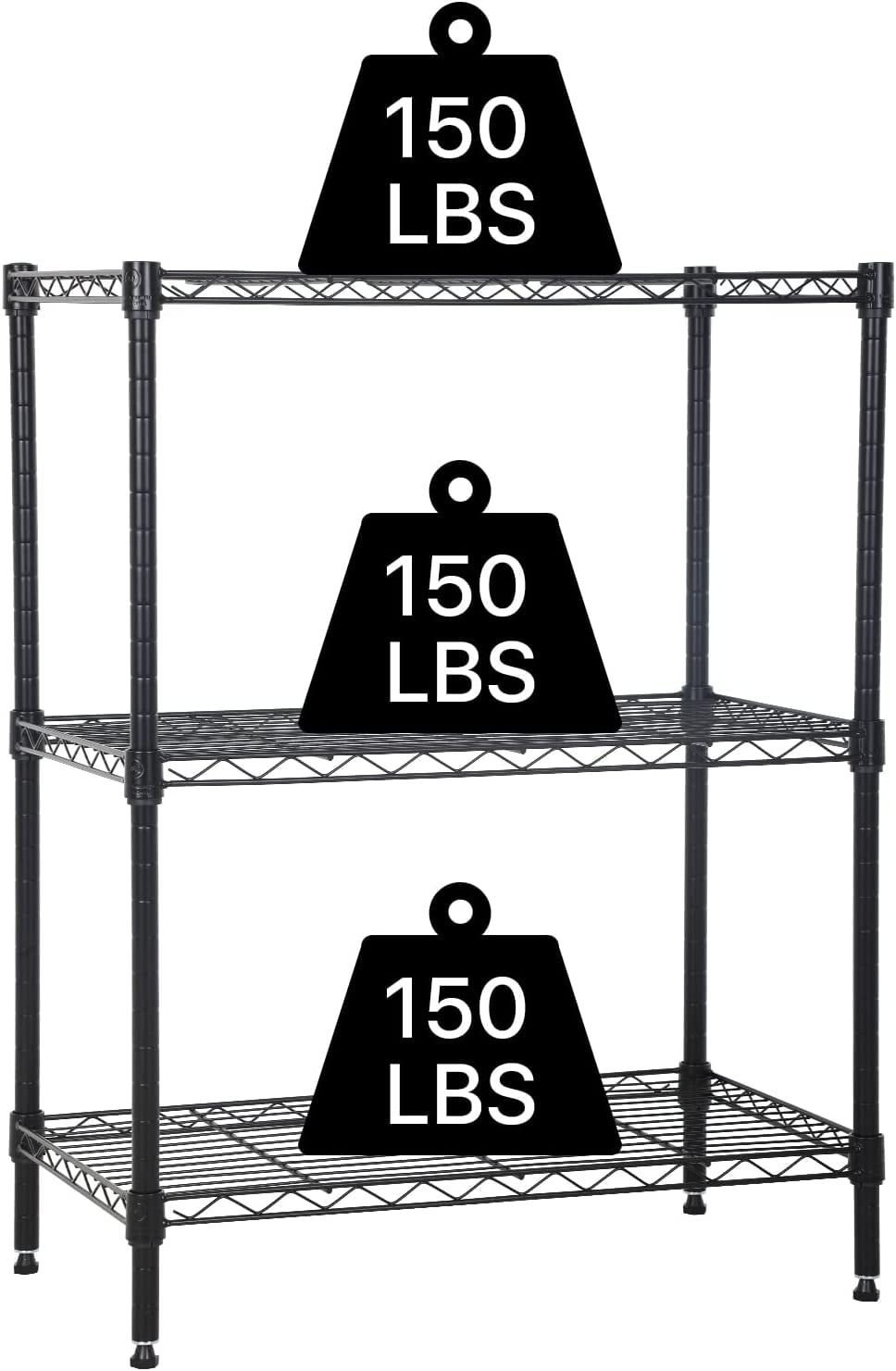 Short Shelf Rack NiamVelo Heavy Duty 3-Tier Utility Storage Shelf Rack, Steel Metal ...