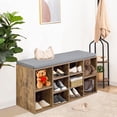 thumbnail image 1 of NiamVelo 3-Tier Shoe Bench Shoe Rack with 10 Compartments for Living Room, Brown, 1 of 8